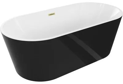Obrázek produktu pro Mexen Luna volně stojící vana 140 x 75 cm, bílá/černá, přepad zlatý kartáčovaný - 52031407575-55