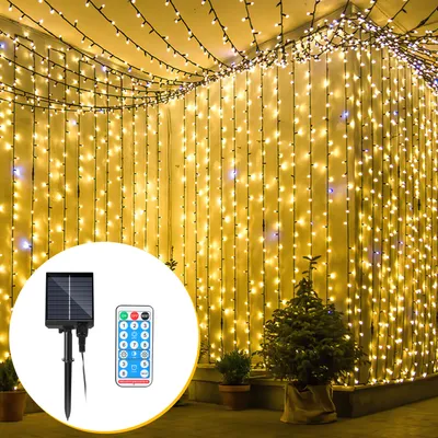 Obrázok produktu pre Jayseuw 30M 300 LED solárne rozprávkové svetlá IP44 8 režimov Vnútorné vonkajšie vianočné párty Záhrada Svadba Vodotesné osvetlenie Dekorácie Teplá biela