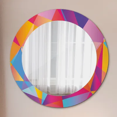 Produktbild von Modern Spiegel - Wandspiegel Design Wandmontage – Badspiegel mit Aufdruck - Rundspiegel - Geometrisch Komposition - Rund: Ø60 cm