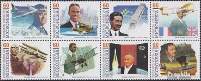 Produktbild von Briefmarken Mikronesien 1996 Mi 514-521 Achterblock (kompl.Ausg.) postfrisch Pioniere der Luftfahrt