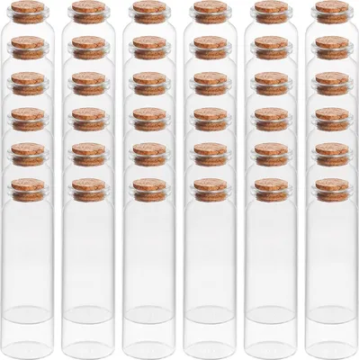 Immagine prodotto di 36 pezzi bottiglie di vetro ermetiche con tappo - 50ml - Mini barattoli rotondi per feste e cucina