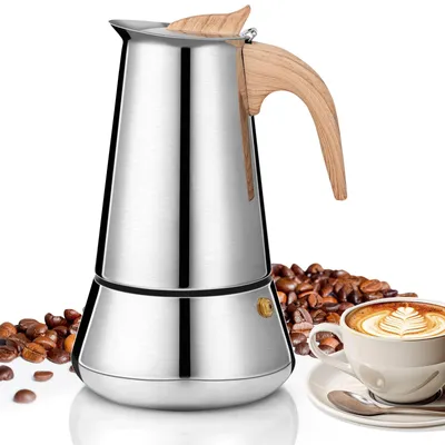Espressokanne Moka 350 ml, 6 Tassen, Edelstahl, für alle Herdarten