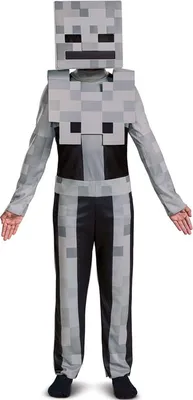 Produktbild von Minecraft Halloween Kostüm, Skelett Weiß Karnevalskostüm 109-126 cm (4-6 Jahre)