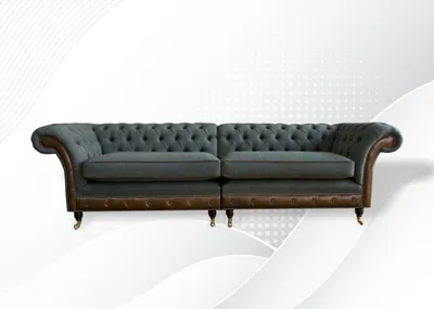Obrázok produktu pre Chesterfield 4-miestna sivá xxl veľká látková obývacia izba dizajnová pohovka čalúnená pohovka