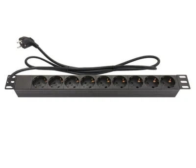 Produktbild von Good Connections 19' 9-fach Steckdosenleiste SchuKo 1HE schwarz