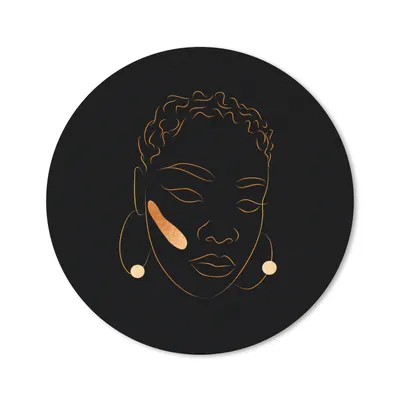 Produktbild von MuchoWow® Mauspad Mousepad Frau - Schwarz und Gold - Strichzeichnung 20x20 cm - Mousepads - Maus Mat - Pad - Mausunterlage - Schreibtischmatte