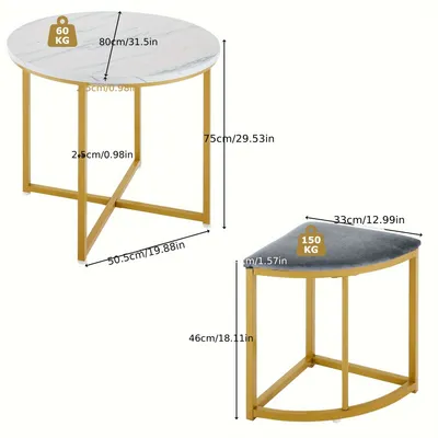 Obrázek produktu pro Sada jídelního stolu se čtyřmi židlemi, moderní design s zlatým kovovým rámem a bílou deskou