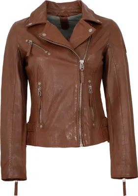 Produktbild von Gipsy - Damen Lederjacke Bikerjacke Lammnappa cognac : S