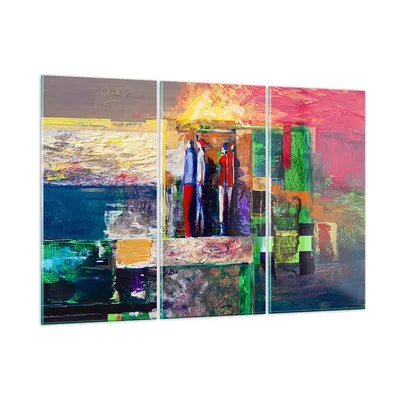 Produktbild von Bilder auf glas - Abstraktion modern - 165x110cm - Glasbilder - Wandbilder - Kunstdruck - zum Aufhängen bereit - Wanddekoration aus Glas - Glas Bilder - Wandbild auf Glas - 3 Teile - GCE165x110-3670