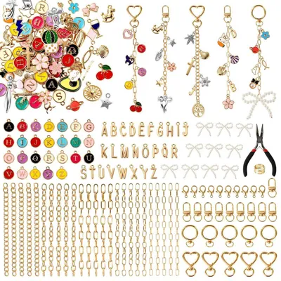 Immagine prodotto di Kit per creare portachiavi, 336 pezzi. Set per la creazione di gioielli fai-da-te, con ciondoli, clip e pinze