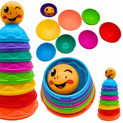 Produktbild von MEGADIDI Stapelbecher Pyramide bunte Lernspielzeug für Babys
