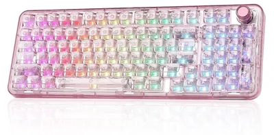 Productafbeelding van Mechanisch Gaming Toetsenbord Roze - Tri-Mode Draadloos En Bedraad - Hot Swappable - RGB Achtergrondverlichting - QMK/VIA Custom - 98% Layout
