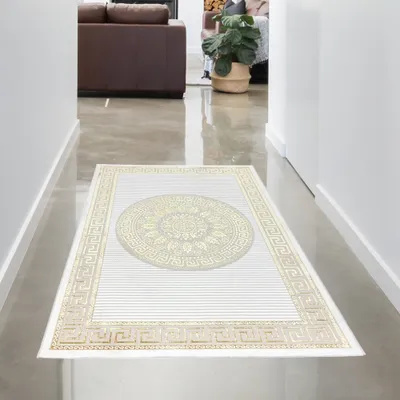 Produktbild von Teppich mit orientalischem Flair | | weiß gold Größe - 80 x 150 cm