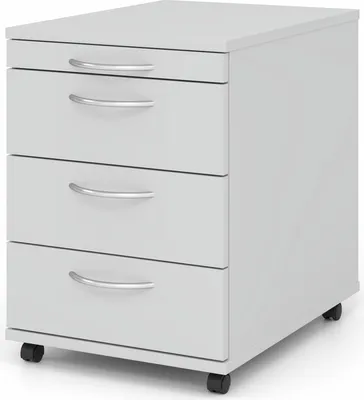 Produktbild von Rollcontainer Karri | Grau | HxBxT 59x42,8x58cm | Bogengriff | 3 Schübe | Kugelführung, Teilauszug