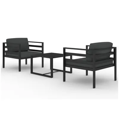Produktbild von vidaXL 3-tlg. Garten-Lounge-Set mit Kissen Aluminium Anthrazit