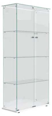 Obrázok produktu pre Vitrína – výkladová skriňa – 4 police – LED osvetlenie – sklo – 78,5 × 35 × 163 cm – biela