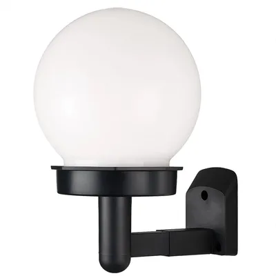 Zdjęcie produktu dla Lampa solarna kinkiet wisząca ogrodowa LED kula mleczna 12 cm czujnik zmierzchu zimny biały na taras balkon