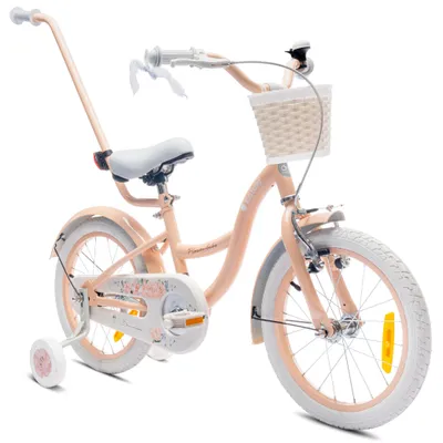 Immagine prodotto di SUN BABY Flower Bike: bicicletta per bambine da 16 pollici, a partire dai 4 anni, con rotelle, manubrio di spinta rimovibile, cestino, campanello, freno a contropedale e V-brake