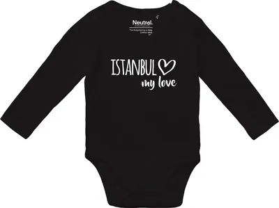 Produktbild von Huuraa Baby Body Istanbul my love 80 Black  Baumwolle Fairtrade Langarmbody Geschenkidee