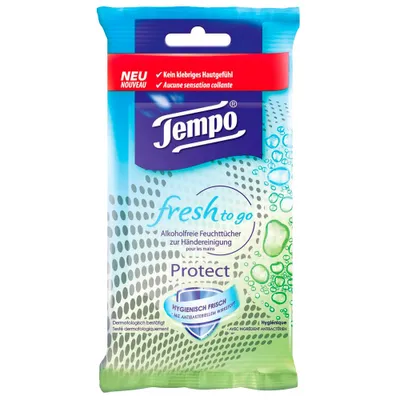 Produktbild von Tempo Frische To Go Desinfektionstücher, 10 Stück