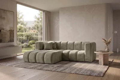 Produktbild von Kaiser Möbel Modulares Ecksofa in L-Form, Velvet-Stoff Riviera, Beige, Links, GRAND, KI-generiertes Bild