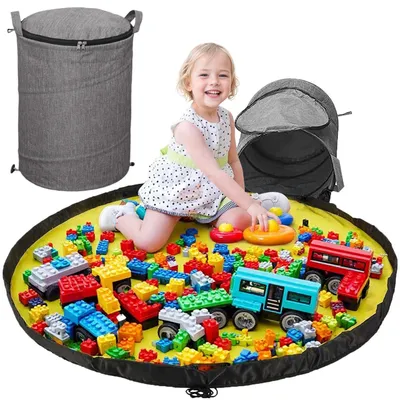 Produktbild von Spielzeug Aufbewahrungskorb mit Spielmatte - 34x42 cm Grau