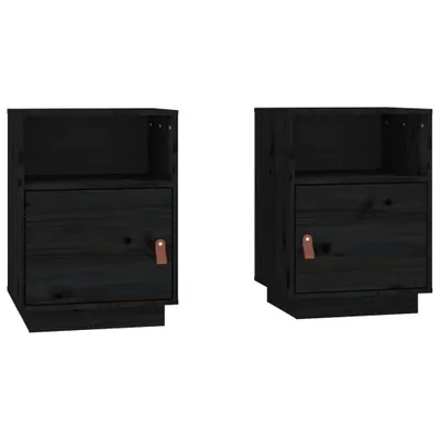 Produktbild von Nachttische 2 Stk. Schwarz 40x34x55 cm Massivholz Kiefer