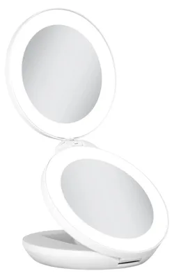 Obrázok produktu pre UNIQ Kompaktné cestovné zrkadlo s LED osvetlením, 10-násobné zväčšenie, obojstranné, biele