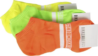 Immagine prodotto di Confezione 3 paia calze sneakers uomo set calzini tripack BIKKEMBERGS articolo VBKC04938 SOCKS NEON, S/M - Piede 39/42, Poliammide 94%,Spandex 6%