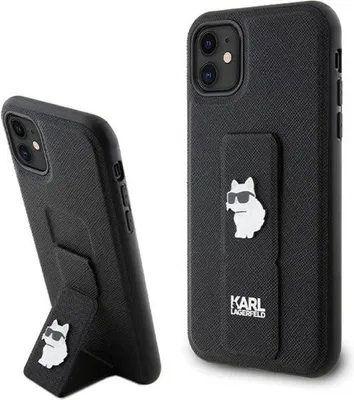 Obrázek produktu pro Karl Lagerfeld Gripstand Saffiano Choupette Pins - pouzdro pro iPhone 11 (černé)