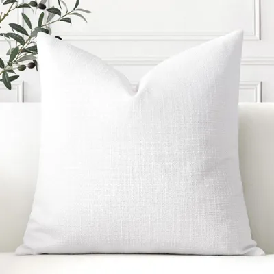 Productafbeelding van Kussensloop, 50x50 cm, effen, linnenlook, puur wit, 1 stuk