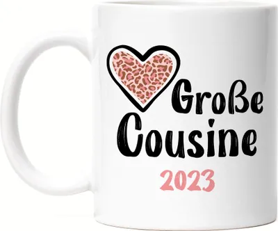 Produktbild von Große Cousine 2023 Tasse Weiß Love Beschützerin Liebe Familie Spaß Freude Cousinen Geborgenheit Zusammenhalt