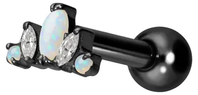 Produktbild von Ohrpiercing Titan Ohrpiercing mit Innengewinde LOTUSBLÜTE Schwarz Stablänge: 8mm