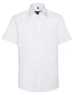 Immagine prodotto di Russell Collection - Camicia da uomo, stile Oxford, su misura, maniche corte LT4423 (96,52 cm) (bianco)