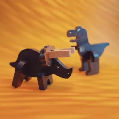 Obrázek produktu pro Bajo dřevěné puzzle Triceratops černý dub - vzdělávací dinosauří hračka