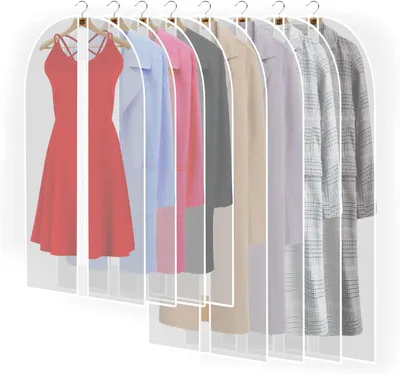 Imagen del producto de Fundas para ropa transpirables, juego de 8 unidades, impermeables, con cremallera, para trajes y prendas de vestir