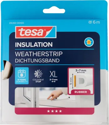 Image de tesa 05393-00100-03 tesa tesamoll® INSULATION Dichtungsband weiß 9,0 mm x 6,0 m 1 Rolle