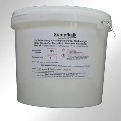 Produktbild von Sumpfkalk/Kalkfarbe/Streichkalk, Allergiefreundlich, Pilzhemmend, 9 kg für zirka 127 m²