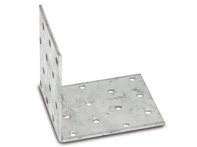 Produktbild von MASTERPROOF PROFESSIONAL Lochplattenwinkel Winkelverbinder 80 mm x 80 mm x 60 mm x 2,5 mm, feuerverzinkt