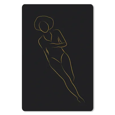 Produktbild von MuchoWow® Mauspad Mousepad Frau - Gold - Strichzeichnung 18x27 cm - Mousepads - Maus Mat - Pad - Mausunterlage