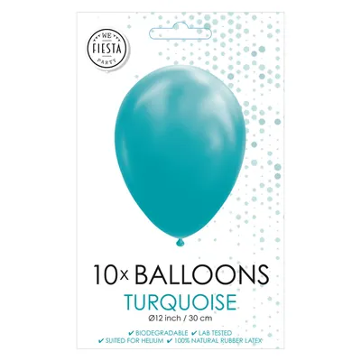 Produktbild von Luftballons aus Kautschuk/Latex, 30 cm Durchmesser, Türkis, heliumgeeignet