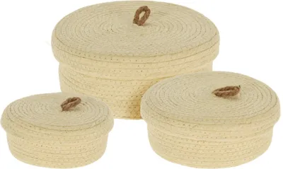Obrázek produktu pro Sada úložných košů Homestyling KO-KR2002870 s víkem 3 ks krémová