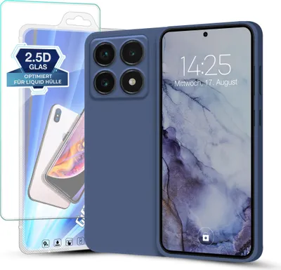 A smartphone case and screen protector are displayed together on a white background.