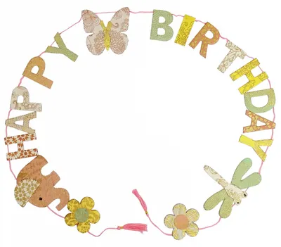 Produktbild von Mini Girlande Happy Birthday aus Naturpapier 100 cm handgefertigt in Nepal