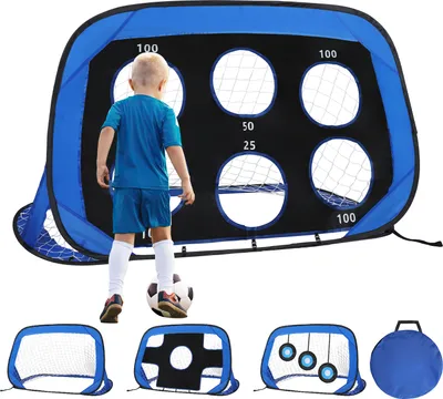 Produktbild von TolleTour Fußballtor 4-in-1 mit Torwand für Kinder Pop-Up Fußballtor Faltbar inkl Tragetasche & Bodennägel 120x80x80cm (1 St.)