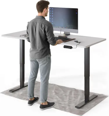 Produktbild von DESKSPACE PRO Plus Elektrisch höhenverstellbarer Schreibtisch, 160x80 cm Stehpult mit Memory-Funktion, Weiße Tischplatte, Schwarzes Gestell
