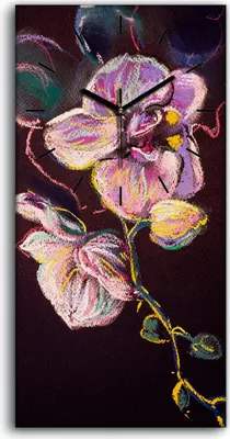 Produktbild von Leinwand Wanduhr Wandkunst Uhr 30x60 Gemälde Abstrakte Blumen Blätter Kunst - schwarze Hände