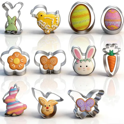 Produktbild von Ausstechformen Ostern Set 11 Stück Osterhasen Keksausstecher Edelstahl