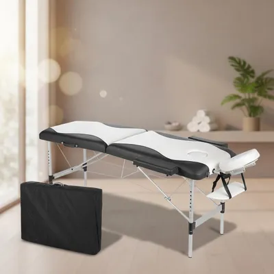 Produktbild von Massageliege 2?Zonen Alugestell klappbar höhenverstellbar Schwarz/Weiß