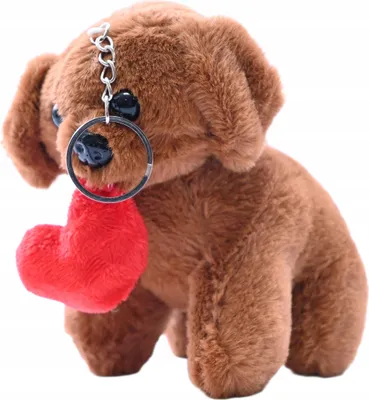Produktbild von Plüsch Hund mit Herz Schlüsselanhänger - Süßer Liebesbeweis & Taschenanhänger Geschenk